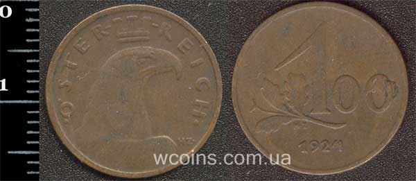 Coin Austria 100 krone 1924