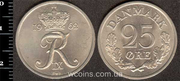 Coin Denmark 25 øre 1962