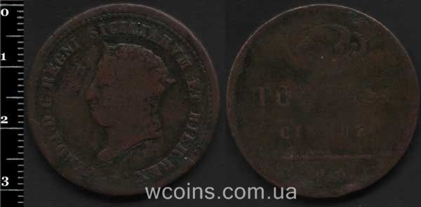Монета Італія 5 торнезі 1819