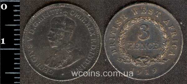 Монета Британська Західна Африка 3 пенса 1919
