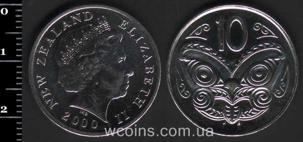 Coin New Zealand 10 cents 2000