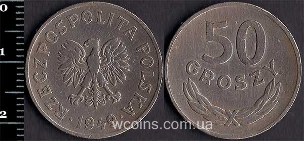 Монета Польща 50 грош 1949