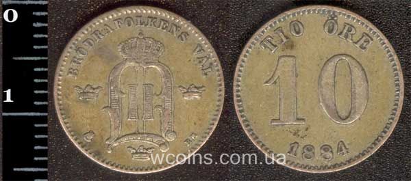 Монета Швеція 10 ере 1884