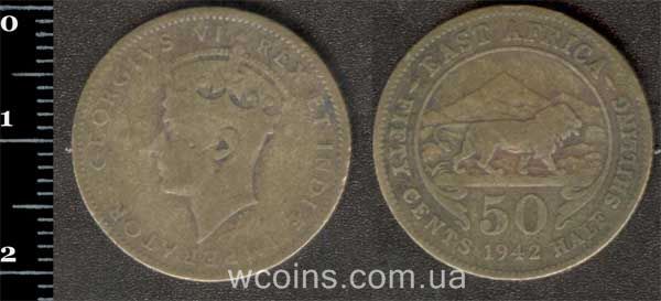 Coin British East Africa 50 cents 1942