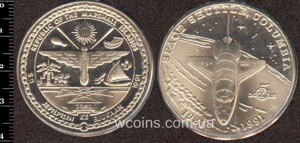 Монета Маршаллові острови 5 доларів 1991