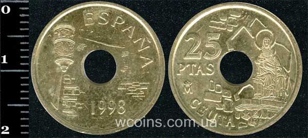 Монета Іспанія 25 песет 1998