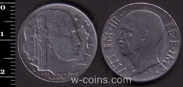 Монета Італія 20 чентезимо 1940