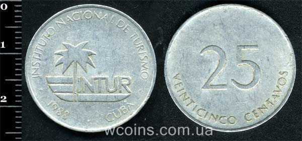 Монета Куба 25 сентаво 1988
