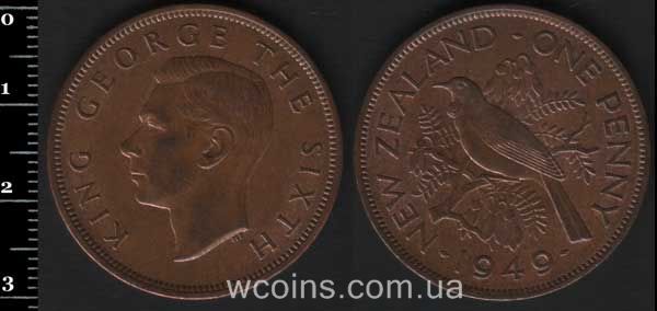 Coin New Zealand 1 penny 1949