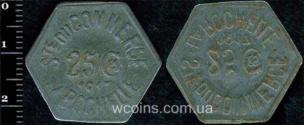 Монета Франція - нотгельди 1914 - 1931 25 сантимів 1917