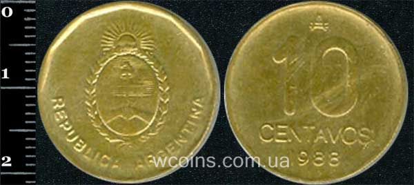 Монета Аргентина 10 сентаво 1988
