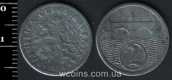 Монета Чехословаччина 2 геллера 1924