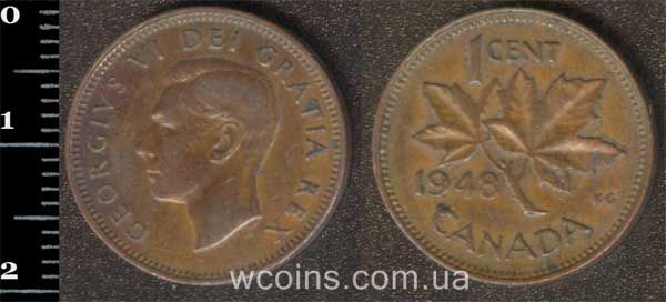 Монета Канада 1 цент 1948