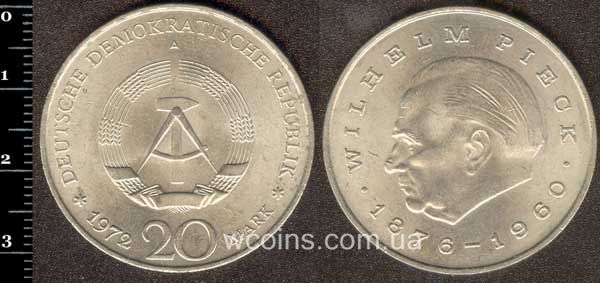 Монета Німеччина 20 марок 1972