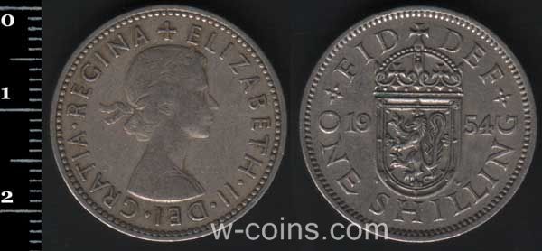 Coin United Kingdom 1 shilling 1954