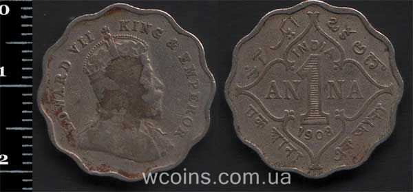 Coin India 1 anna 1908