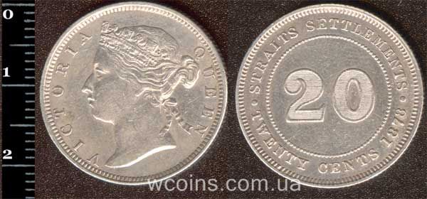 Coin Straits Settlements 20 cents 1878