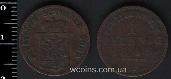 Монета Шварцбург-Зондерсгаузен 1 пфеніг 1846