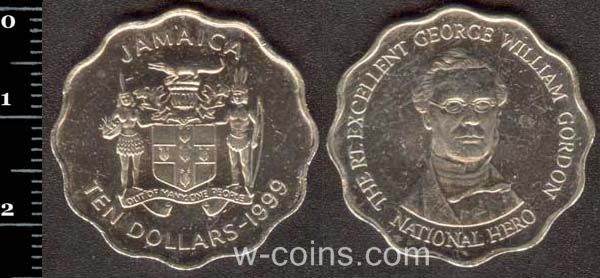 Монета Ямайка 10 доларів 1999