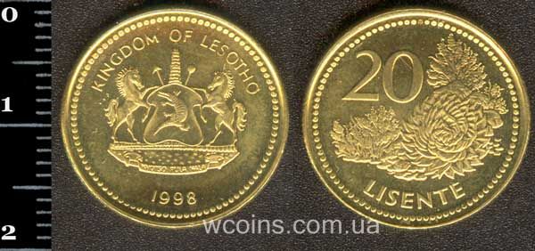 Монета Лесото 20 лисентів 1998