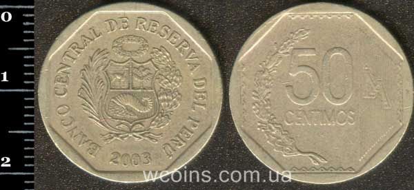 Монета Перу 50 сентимо 2003