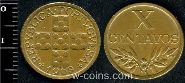 Монета Портуґалія 10 сентавос 1968