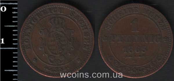 Монета Саксонія 1 пфеніг 1865