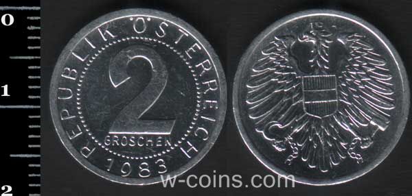Монета Австрія 2 гроша 1983