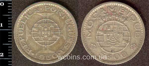 Coin Mozambique 5 escudos 1960