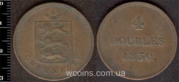 Монета Ґернсі 4 дубля 1830