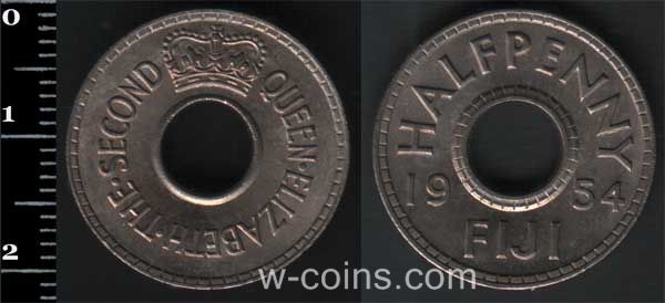 Coin Fiji 1/2 penny 1954