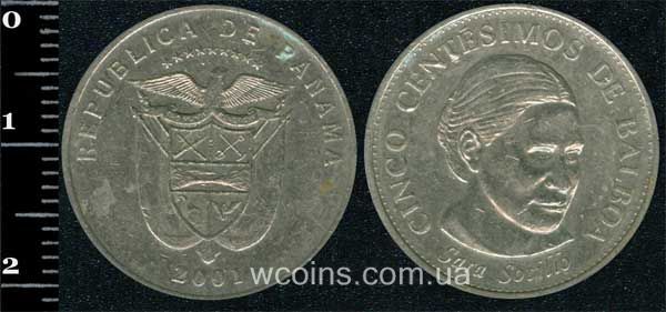 Монета Панама 5 сентесимо 2001