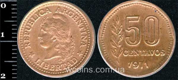 Монета Аргентина 50 сентаво 1971