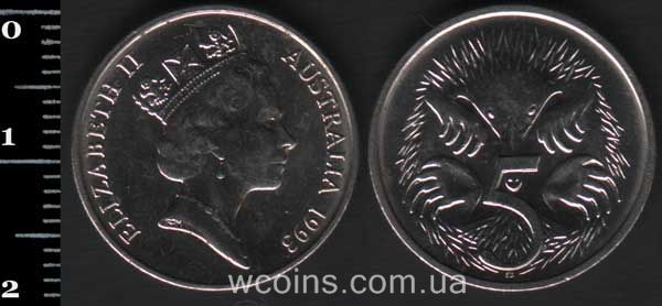 Coin Australia 5 cents 1993