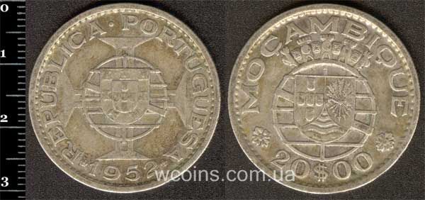 Монета Мозамбік 20 ескудо 1952