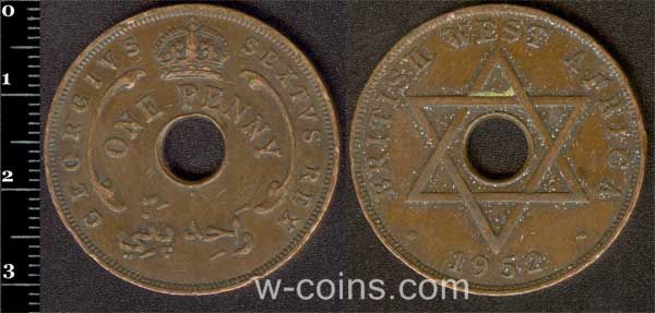 Монета Британська Західна Африка 1 пенні 1952
