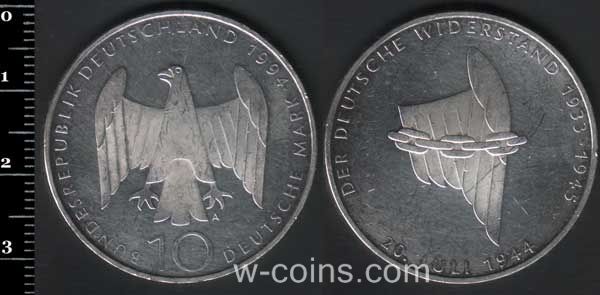 Монета Німеччина 10 марок 1994