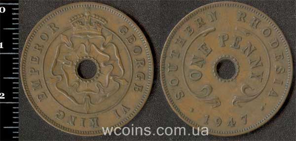 Монета Зімбабве 1 пенні 1947