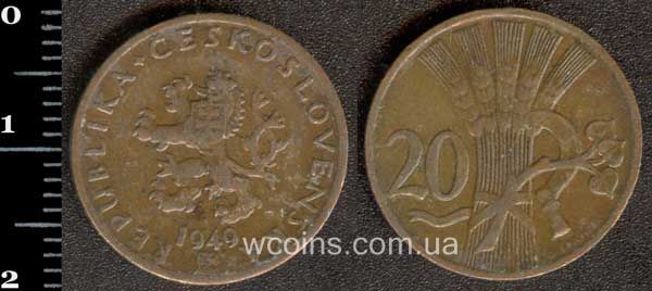 Монета Чехословаччина 20 геллерів 1949