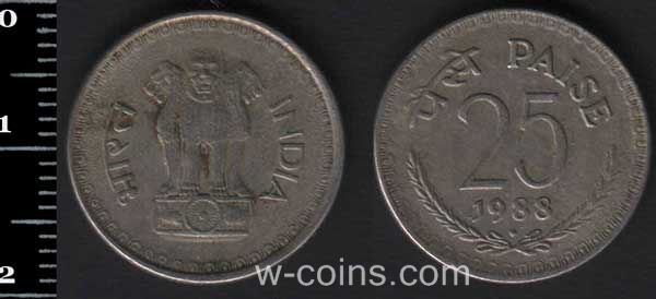 Монета Індія 25 пайс 1988