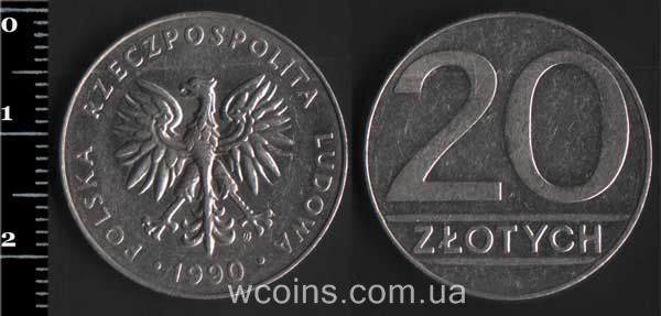 Монета Польща 20 злотих 1990