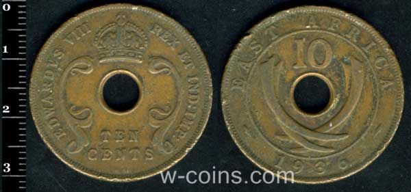Монета Британска Східна Африка 10 центів 1936