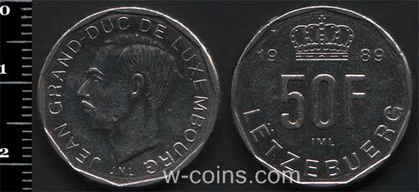 Монета Люксембург 50 франків 1989
