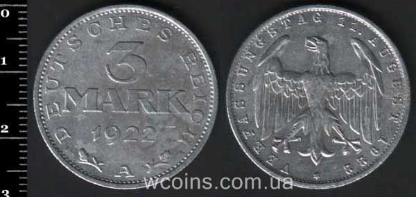 Coin Germany 3 marks 1922