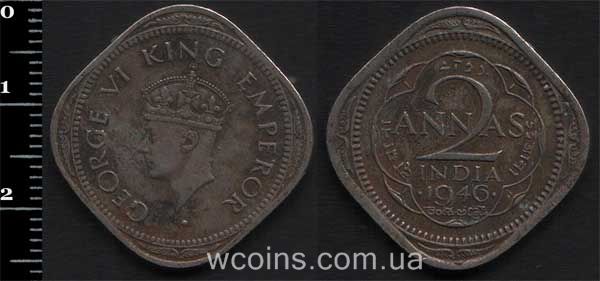 Coin India 2 annas 1946