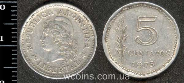 Монета Аргентина 5 сентаво 1973