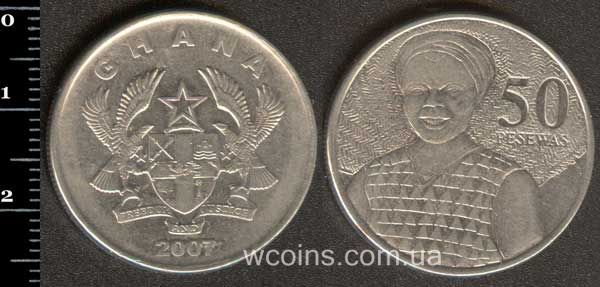 Монета Гана 50 песев 2007