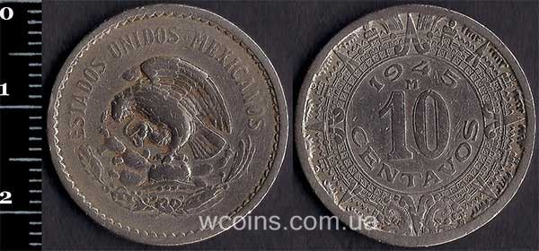 Монета Мексика 10 сентаво 1945
