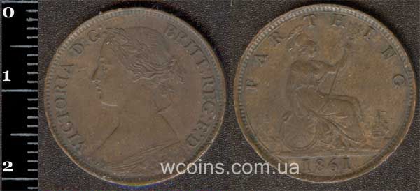 Монета Великобританія фартинг 1861