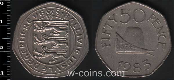 Монета Ґернсі 50 пенсів 1983